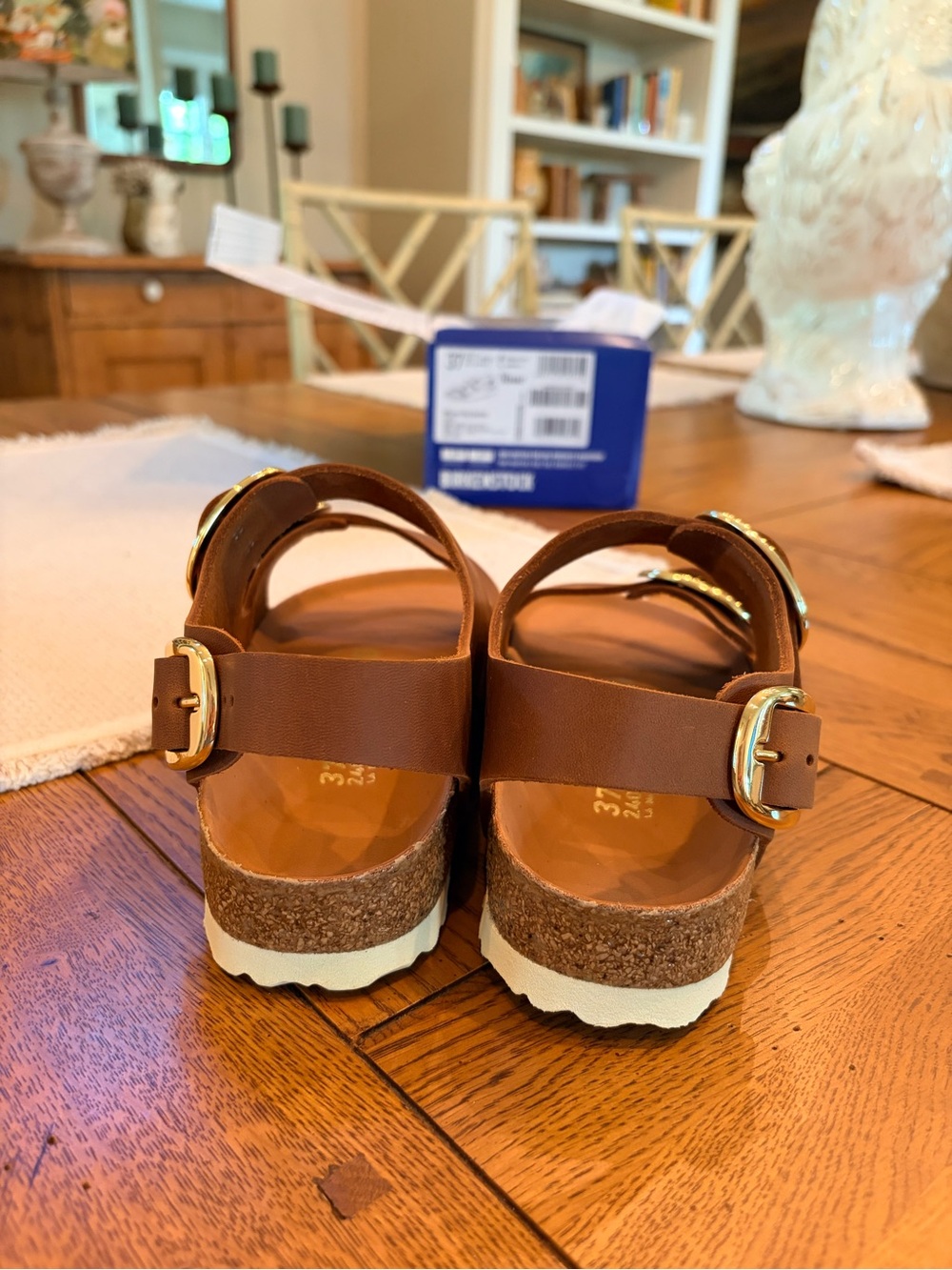 NWT BIRKENSTOCK MILANO LEATHER BIG BUCKLES SIZE US 6/6.5 EU 37 COLOR COGNAC - Picture 8 of 12